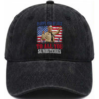 Happy 4th of July To All You Sumbitches Washed Cotton Baseball Cap Funny Smokey Patriotic American 70s Movie The Bandit