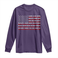 50 US States 4th of July Vintage American Flag Long Sleeve Shirt