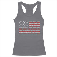 50 US States 4th of July Vintage American Flag Racerback Tank Top