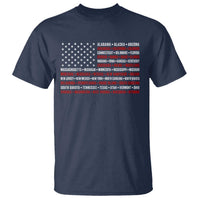 50 US States 4th of July Vintage American Flag T Shirt