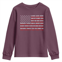 50 US States 4th of July Vintage American Flag Youth Sweatshirt