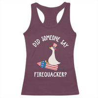 Patriotic Silly Goose 4th of July Racerback Tank Top Did Someone Say Firequacker