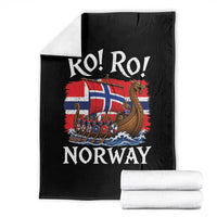 Ro Ro Norway Viking Row Throw Blanket Norwegian Flag Longship for Norge Football Fan