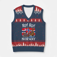 Ro Ro Norway Viking Row V-Neck Knit Sweater Vest Norwegian Flag Longship for Norge Football Fan