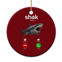 Shark Calling Meme Mispelled Shak Incoming Call Humor Ceramic Ornament
