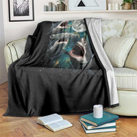 Funny Sharks Howling at Moon Throw Blanket Funny Great White Sharks and Hammerhead Shark