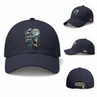 Funny Sharks Howling at Moon Baseball Cap Funny Great White Sharks and Hammerhead Shark