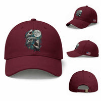 Funny Sharks Howling at Moon Baseball Cap Funny Great White Sharks and Hammerhead Shark