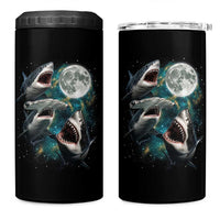 Funny Sharks Howling at Moon 4 in 1 Can Cooler Tumbler Funny Great White Sharks and Hammerhead Shark