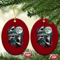 Funny Sharks Howling at Moon Ceramic Ornament Funny Great White Sharks and Hammerhead Shark