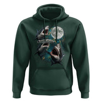 Funny Sharks Howling at Moon Hoodie Funny Great White Sharks and Hammerhead Shark