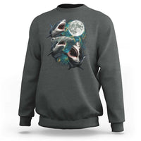Funny Sharks Howling at Moon Sweatshirt Funny Great White Sharks and Hammerhead Shark