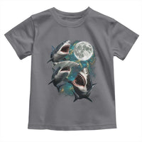 Funny Sharks Howling at Moon Toddler T Shirt Funny Great White Sharks and Hammerhead Shark