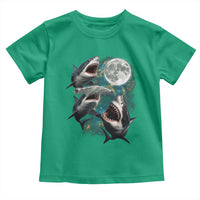 Funny Sharks Howling at Moon Toddler T Shirt Funny Great White Sharks and Hammerhead Shark