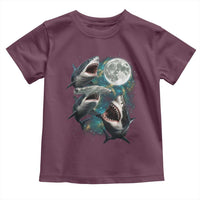 Funny Sharks Howling at Moon Toddler T Shirt Funny Great White Sharks and Hammerhead Shark