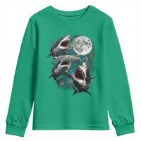 Funny Sharks Howling at Moon Youth Sweatshirt Funny Great White Sharks and Hammerhead Shark