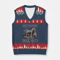 You Odyssey Deez Nuts Funny Trojan Horse V-Neck Knit Sweater Vest Inappropriate Adult Humor Ancient Greek