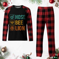 Hose Bee Lion Funny Meme Word Pun Retro Plaid Pajama Set