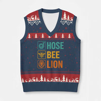 Hose Bee Lion Funny Meme Word Pun Retro V-Neck Knit Sweater Vest