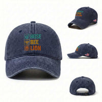 Hose Bee Lion Funny Meme Word Pun Retro Washed Cotton Baseball Cap