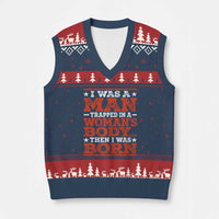 I Was A Man Trapped In A Woman's Body Then I Was Born V-Neck Knit Sweater Vest Dark Humor