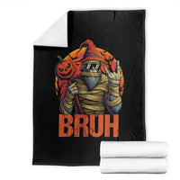 Funny Halloween Bigfoot Throw Blanket Bruh Spooky Mummy Sasquatch Jack O Lantern - Wonder Print Shop