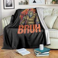 Funny Halloween Bigfoot Throw Blanket Bruh Spooky Mummy Sasquatch Jack O Lantern - Wonder Print Shop