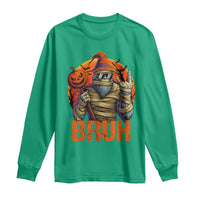 Funny Halloween Bigfoot Long Sleeve Shirt Bruh Spooky Mummy Sasquatch Jack O Lantern - Wonder Print Shop