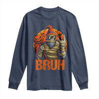 Funny Halloween Bigfoot Long Sleeve Shirt Bruh Spooky Mummy Sasquatch Jack O Lantern - Wonder Print Shop