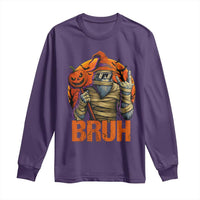 Funny Halloween Bigfoot Long Sleeve Shirt Bruh Spooky Mummy Sasquatch Jack O Lantern - Wonder Print Shop