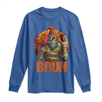 Funny Halloween Bigfoot Long Sleeve Shirt Bruh Spooky Mummy Sasquatch Jack O Lantern - Wonder Print Shop
