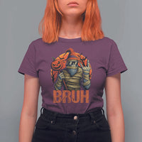 Funny Halloween Bigfoot T Shirt For Women Bruh Spooky Mummy Sasquatch Jack O Lantern - Wonder Print Shop