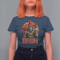 Funny Halloween Bigfoot T Shirt For Women Bruh Spooky Mummy Sasquatch Jack O Lantern - Wonder Print Shop