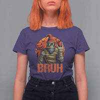 Funny Halloween Bigfoot T Shirt For Women Bruh Spooky Mummy Sasquatch Jack O Lantern - Wonder Print Shop