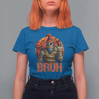 Funny Halloween Bigfoot T Shirt For Women Bruh Spooky Mummy Sasquatch Jack O Lantern - Wonder Print Shop