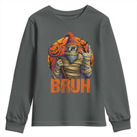 Funny Halloween Bigfoot Youth Sweatshirt Bruh Spooky Mummy Sasquatch Jack O Lantern - Wonder Print Shop