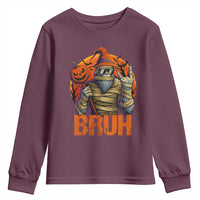 Funny Halloween Bigfoot Youth Sweatshirt Bruh Spooky Mummy Sasquatch Jack O Lantern - Wonder Print Shop