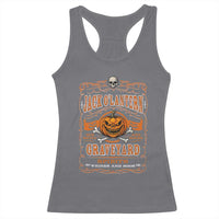 Halloween Jack O Lantern Racerback Tank Top Scary Skull Pumpkin Face - Wonder Print Shop