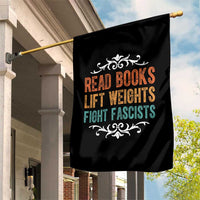 Read Books Lift Weights Fight Fascists Garden Flag Reading Activism - Wonder Print Shop