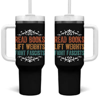 Read Books Lift Weights Fight Fascists Tumbler With Handle Reading Activism - Wonder Print Shop