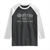 Salem 1692 They Missed One Raglan Shirt Halloween Feminist Witch Trials Gothic - Wonder Print Shop