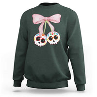 Day Of The Dead Sweatshirt Sugar Skull Pink Bow Coquette Aesthetic - Wonder Print Shop