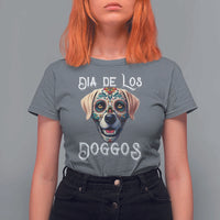 Day Of The Dead T Shirt For Women Dia De Los Doggos Dog Calaca Face Painting - Wonder Print Shop