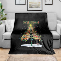 Funny Christmas Fishing Throw Blanket Merry Fishmas Fish Xmas Tree Star - Wonder Print Shop