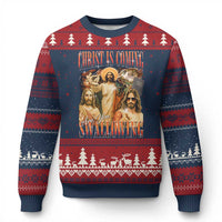 Christ Is Coming Are You Swallowing Ugly Christmas Sweater Funny Offensive Jesus Christian - Wonder Print Shop