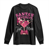 Funny Christmas Santas Favorite Hot Mess Long Sleeve Shirt Xmas Drinking Party - Wonder Print Shop