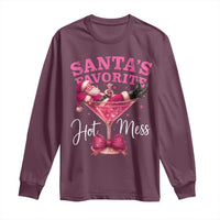 Funny Christmas Santas Favorite Hot Mess Long Sleeve Shirt Xmas Drinking Party - Wonder Print Shop