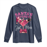 Funny Christmas Santas Favorite Hot Mess Long Sleeve Shirt Xmas Drinking Party - Wonder Print Shop