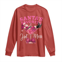 Funny Christmas Santas Favorite Hot Mess Long Sleeve Shirt Xmas Drinking Party - Wonder Print Shop