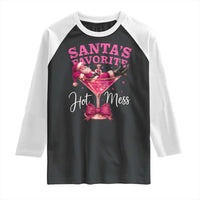 Funny Christmas Santas Favorite Hot Mess Raglan Shirt Xmas Drinking Party - Wonder Print Shop
